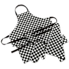 Kitchen Co-Ordinates - 3 Piece Chef Set - Apron / Oven Mitt / Tea Towel - Chef Checks 