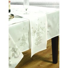 Festive White / Silver Table Runner - Xmas Table Cloth Range