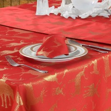 Large Stag Red/Gold Napkins - Xmas Table Cloth Range