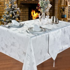 Large Stag White/Silver 70"x90" - Xmas Table Cloth Range