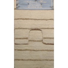 Bath Mat & Pedestal Set - Stripes Nat/Beige