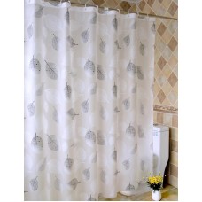 Shower Curtain Set - PEVA Leaf Grey Black